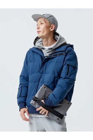 남성 구스다운 골프 아노락 후드티셔츠 블루_BLUE-a