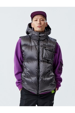 남성 메탈릭 구스다운 골프 베스트 실버_SILVER-a