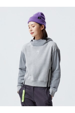 여성 우븐 포켓 크롭 골프 후드티셔츠 그레이_GREY-a