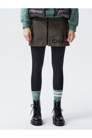 여성 앞지퍼 H라인 골프 스커트 카키_KHAKI-a