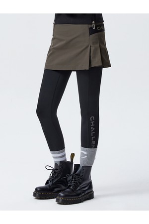 여성 언발란스 플피츠 골프 스커트 카키_KHAKI-a