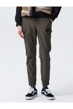 여성 로고 레터링 골프 조거팬츠 카키_KHAKI-a