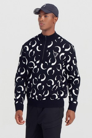 남성 아크씨 반집업 골프 스웨터 블랙_BLACK-a