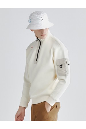 남성 우븐 포켓 아노락 골프 티셔츠 아이보리_IVORY-a