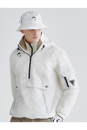 남성 멀티포켓 퀼티드 골프 아노락 골프 점퍼 오프화이트_WHITE-a