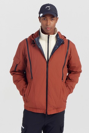 남성 투웨이 소매 탈부착 퀼팅 골프 점퍼 오렌지_ORANGE-a