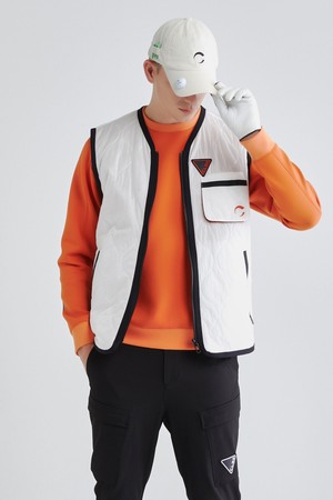 남성 멀티포켓 퀼티드 패딩 골프 베스트 오프화이트_WHITE-a