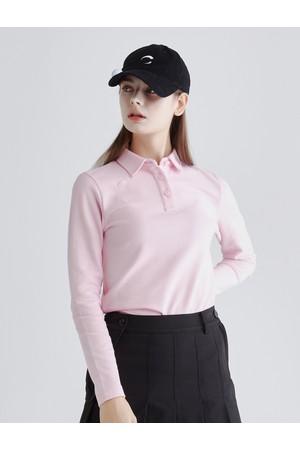 여성 솔리드 피케 폴로 골프 티셔츠 라이트핑크_PINK-a