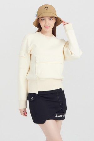 여성 캥거루 포켓 골프 스웨트셔츠 아이보리_IVORY-a