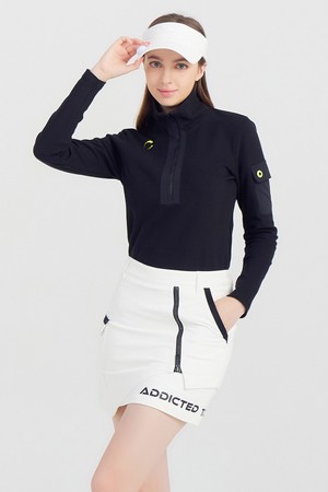 여성 반집업 피케 골프 티셔츠 블랙_BLACK-a