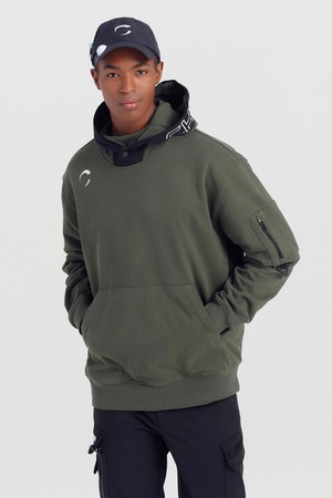 남성 빅로고 저지 후드 골프 티셔츠 카키_KHAKI-a