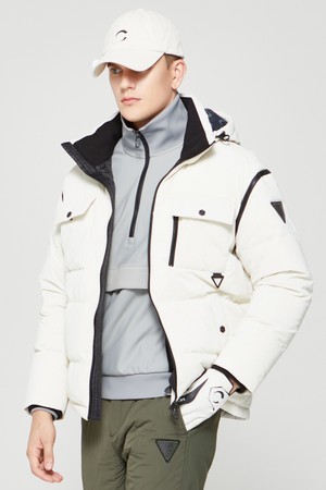 남성 소매 탈부착 헝가리 구스다운 골프 점퍼 아이보리_IVORY-a