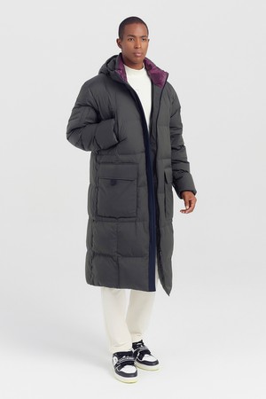 남성 헝가리 구스다운 롱패딩 골프 점퍼 다크그레이_GREY-a