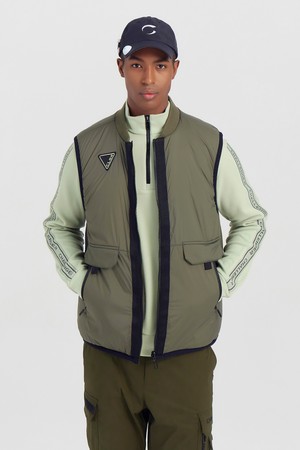 남성 CLGR 리버서블 플리스 패딩 골프 베스트 카키_KHAKI-a