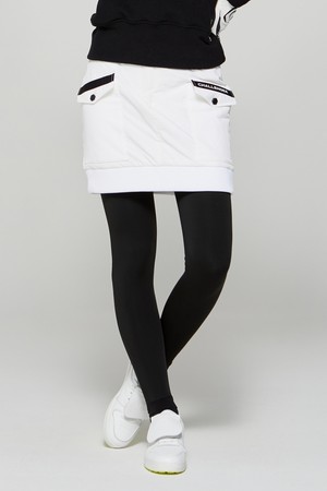 여성 씬다운 패딩 큐롯 골프 스커트 오프화이트_WHITE-a