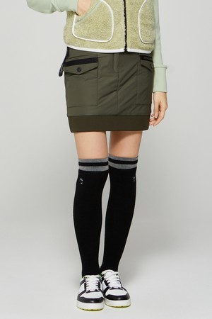 여성 씬다운 패딩 큐롯 골프 스커트 카키_KHAKI-a