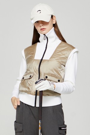 여성 CLGR 씬다운 방풍 골프 스웨터 오프화이트_WHITE-a