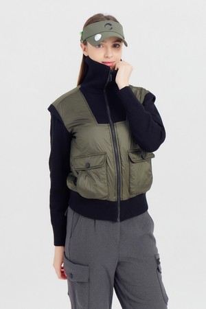 여성 CLGR 씬다운 방풍 골프 스웨터 블랙_BLACK-a