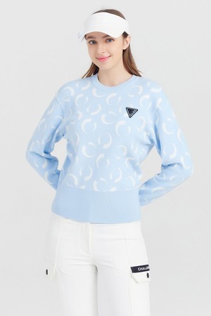 여성 아크씨 패턴 풀오버 골프 스웨터 스카이블루_BLUE-a