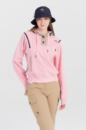 여성 빅로고 저지 후디 골프 티셔츠 라이트핑크_PINK-a