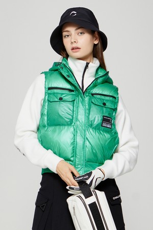 여성 헝가리 구스다운 패딩 골프 베스트 그린_GREEN-a