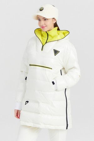 여성 헝가리 구스다운 롱 골프 아노락 골프 점퍼 오프화이트_WHITE-a