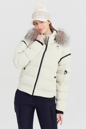 여성 소매 탈부착 헝가리 구스다운 골프 점퍼 아이보리_IVORY-a