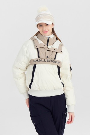 여성 후드 탈부착 헝가리 구스다운 골프 점퍼 아이보리_IVORY-a