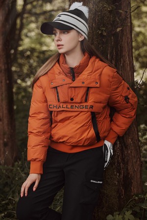 여성 후드 탈부착 헝가리 구스다운 골프 점퍼 오렌지_ORANGE-a