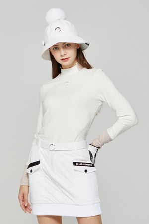 여성 배색 모크넥 골프 이너티셔츠 오프화이트_WHITE-a