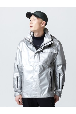 남성 로고 후디 골프 레인점퍼 실버_SILVER-a