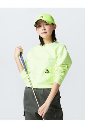 여성 카고 포켓 골프 스웨트셔츠 네온그린_GREEN-a