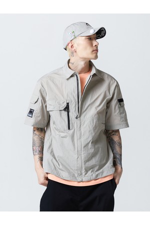 남성 풀집업 반팔 골프 바람막이 라이트그레이_GREY-a