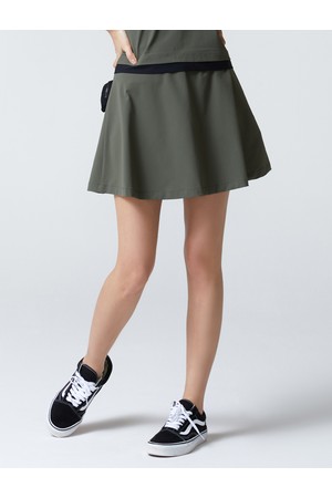 여성 CLGR 밴딩 플레어 골프 스커트 카키_KHAKI-a