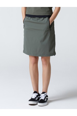 여성 사이드 스트링 미디움 골프 스커트 카키_KHAKI-a