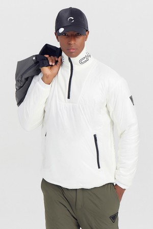 남성 방풍 패디드 하이넥 골프 아노락 오프화이트_WHITE-a