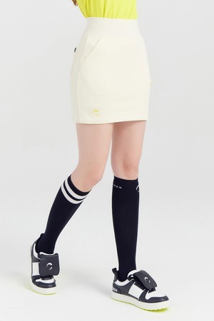 여성 아웃포켓 밴딩 골프 스커트 아이보리_IVORY-a