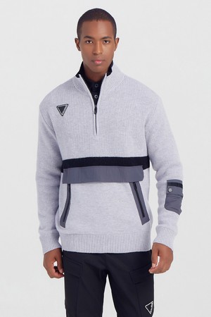 남성 방풍안감 반집업 골프 스웨터 그레이_GREY-a