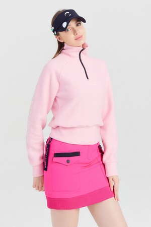 여성 빅 로고 반집업 골프 티셔츠 라이트핑크_PINK-a