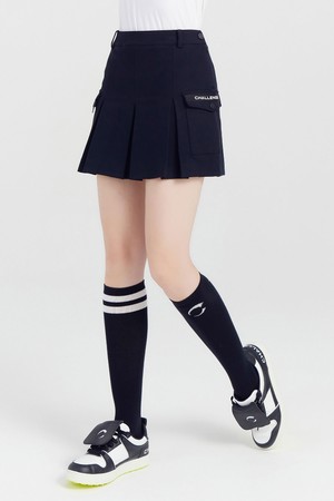 여성 플리츠 큐롯 골프 스커트 블랙_BLACK-a