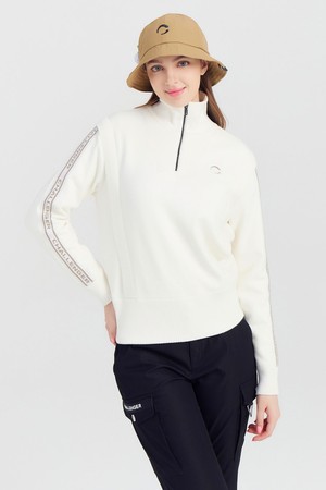 여성 방풍안감 반집업 골프 스웨터 오프화이트_WHITE-a