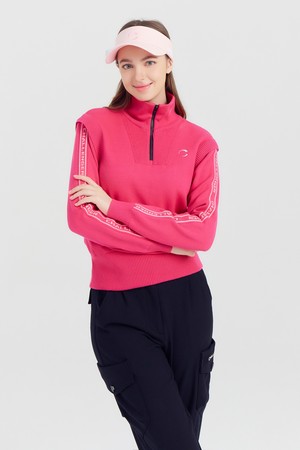 여성 방풍안감 반집업 골프 스웨터 핫핑크_PINK-a