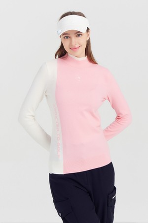 여성 하프넥 풀오버 골프 스웨터 라이트핑크_PINK-a