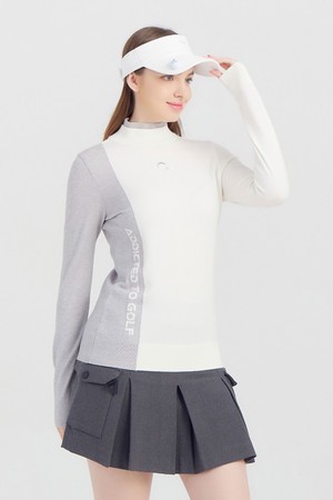 여성 하프넥 풀오버 골프 스웨터 오프화이트_WHITE-a