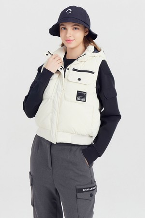 여성 헝가리 구스다운 골프 베스트 아이보리_IVORY-a