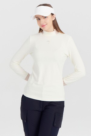 여성 배색 모크넥 골프 이너티셔츠 오프화이트_WHITE-a