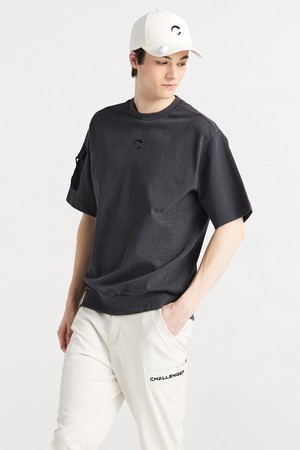 PQ조직 소매포켓 라운드넥 남성 맨투맨 골프 반팔티셔츠 차콜_GREY-a