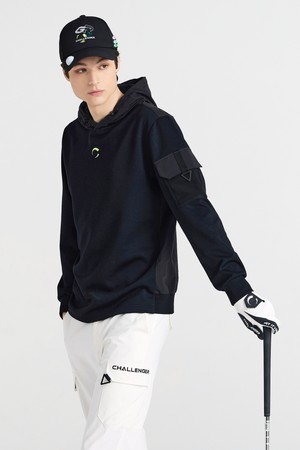 소매포켓 저지우븐 후드 남성 긴팔 골프티셔츠 블랙_BLACK-a