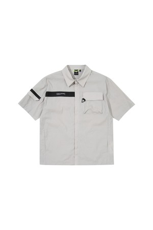 스트레치우븐 셔츠형 로고배색 남성 골프 반팔 바람막이 라이트그레이_GREY-a