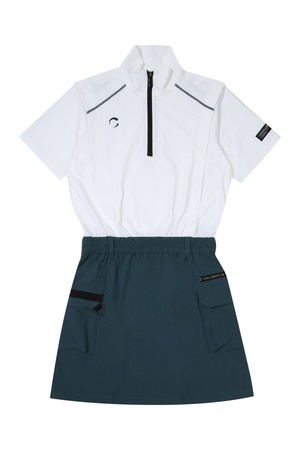 배색오드람프 우븐 저지믹스 여성 골프 원피스 블루그린_GREEN-a